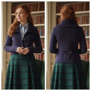 Massimo Dutti S Old Money Quiet Luxury Preppy Cabincore Ribbed Knit Cardigan